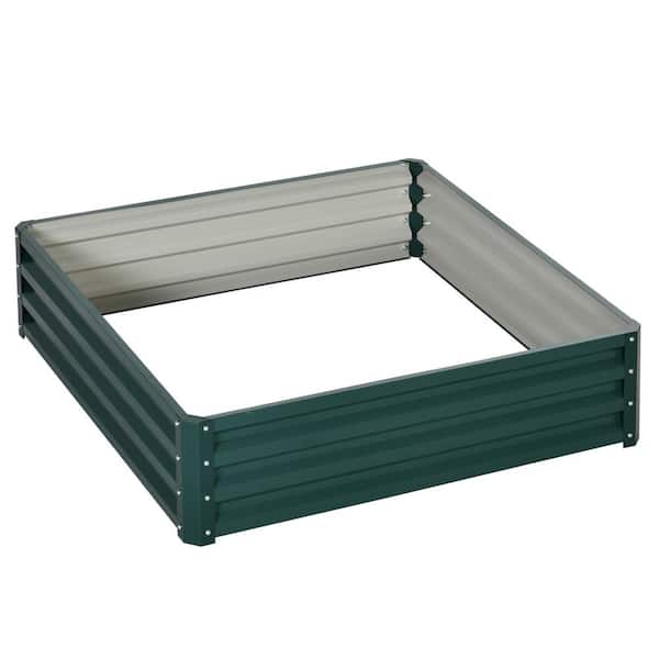 Outsunny Green Steel Raised Garden Bed Box with Weatherized Steel Frame