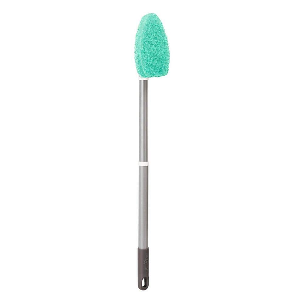Blue and Silver Steel Handle Shower Scrubber with Recycled PET Bristles (2-Pack)