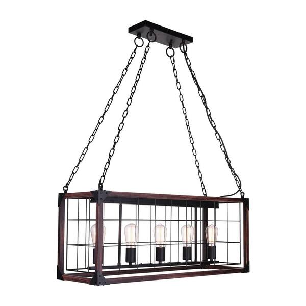 CWI Lighting Fetto 5-Light Black Chandelier