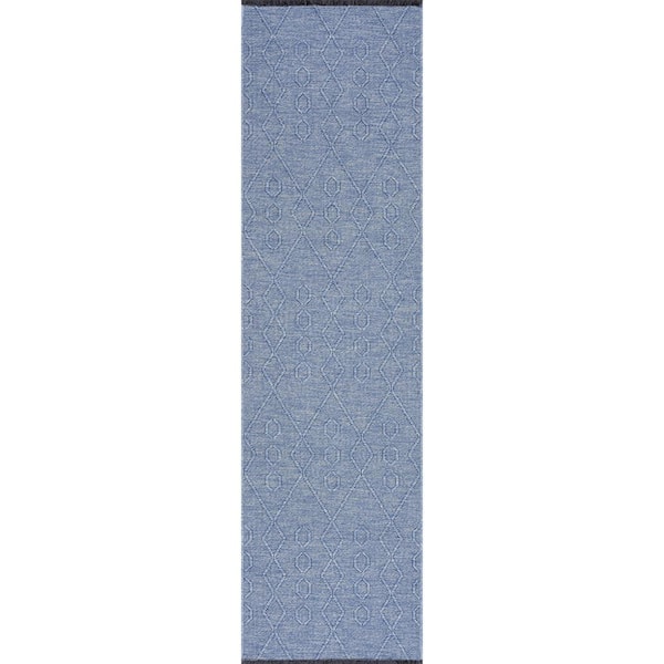 Tayse Rugs Alma Blue 2 ft. x 8 ft. Geometric Machine Washable Indoor Runner Rug