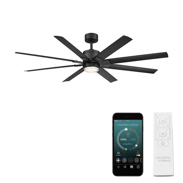 Modern Forms Renegade 52 in. Integrated LED Indoor/Outdoor Matte Black 8-Blade Smart Ceiling Fan with Light Kit and Remote Control