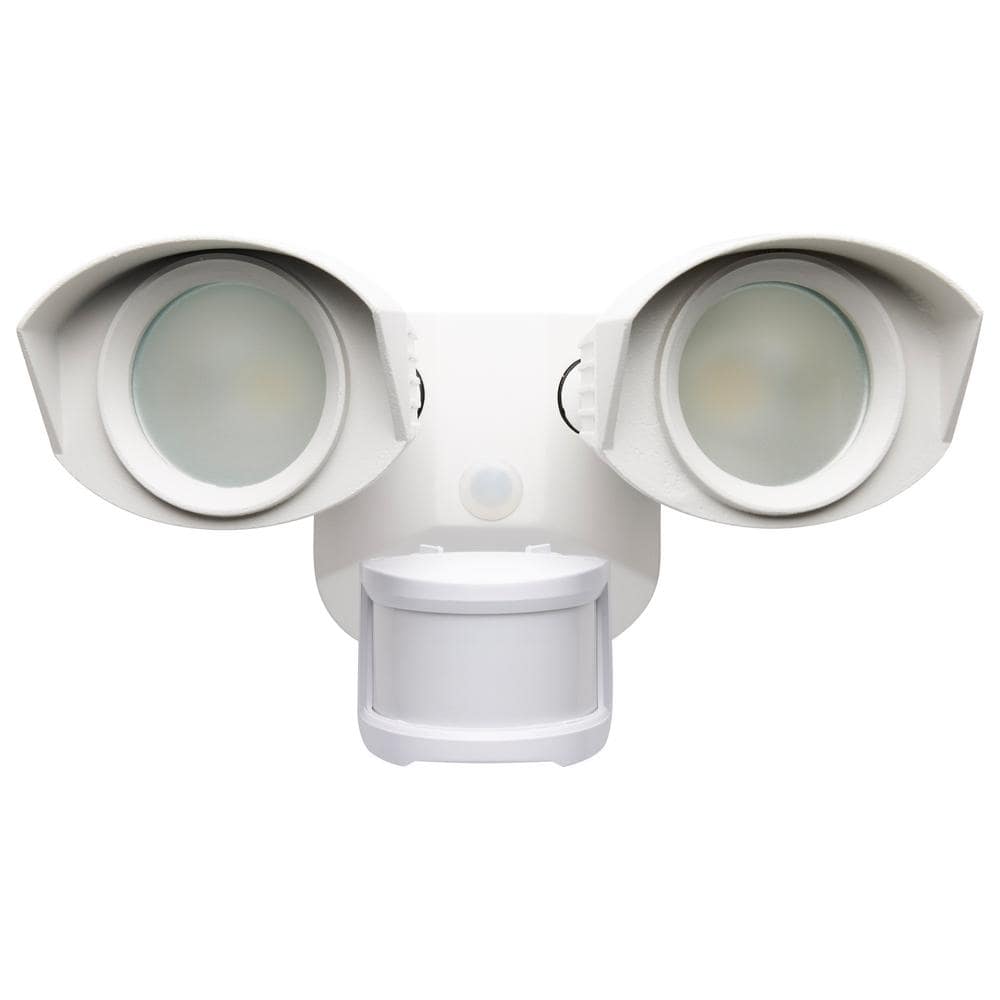 White Dual-Head LED Security Light with Motion Sensor