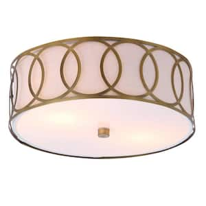 Aria 2-Light 12.25 in. Metal LED Flush Mount, Brass Gold