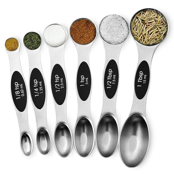 NutriChef 6-Piece Stainless Steel Measuring Spoon Set