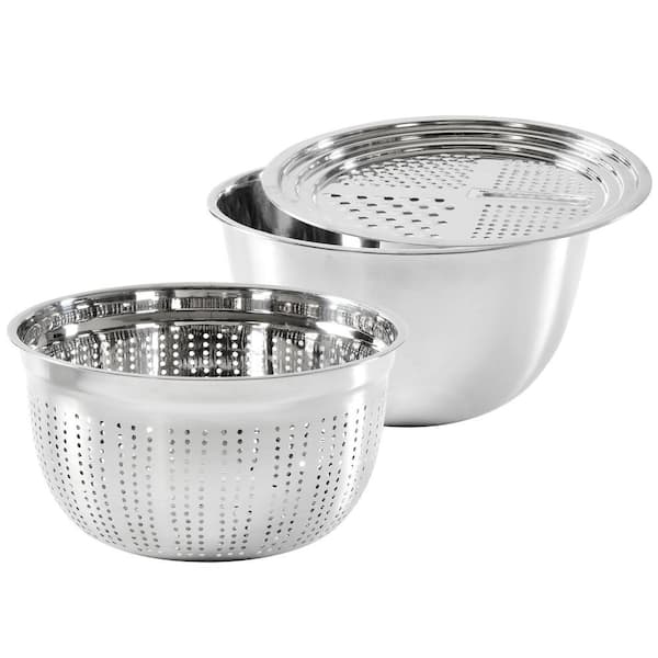 3-Piece Stainless Steel Mixing Bowl Set - Blue/Gray
