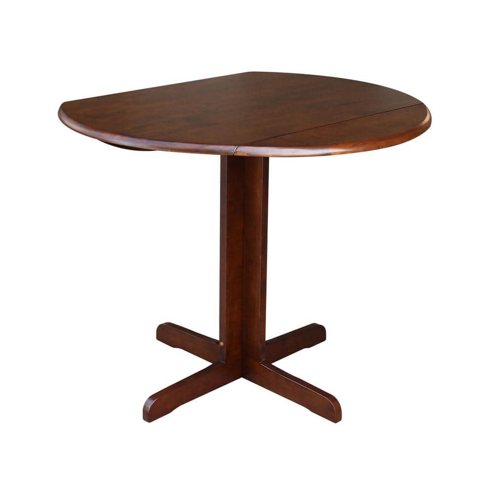 Transitional Round Wood Extendable Dining Table in Espresso