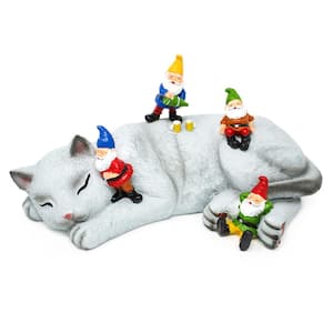 Funny Outdoor Lawn Garden Cat Gnome Statue Gift