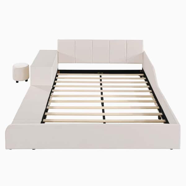 Beige Full Platform Bed