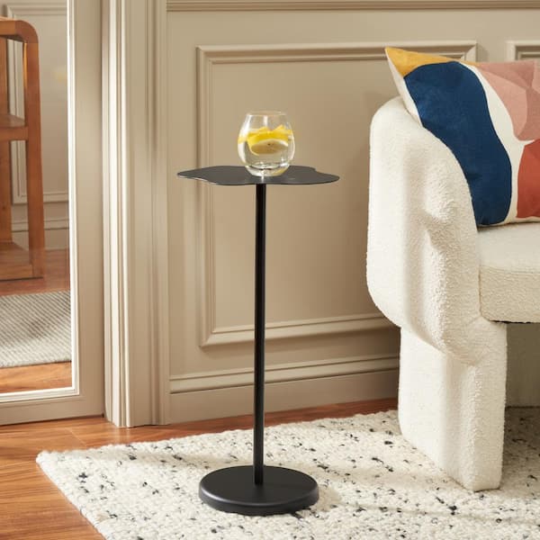 SAFAVIEH Gaius 9 in. Matte Black Round Iron End Table