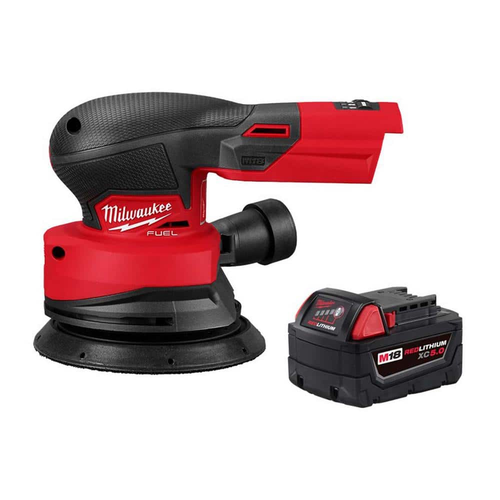 Milwaukee M18 18V Lith-Ion Brushless Cordless FUEL 5 in. Random Orbit Sander w/ (1) 5.0 Ah Battery