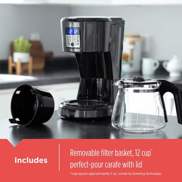 BLACK+DECKER 12-Cup Black Stainless Steel Coffee Maker with VORTEX  Technology CM1331BS - The Home Depot