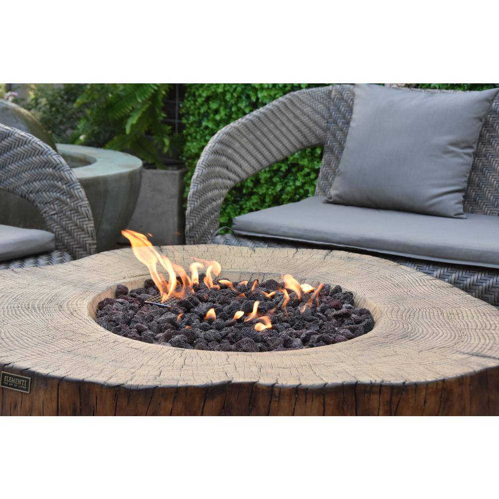 Manchester Redwood Gas Fire Pit Table with Lava Rocks
