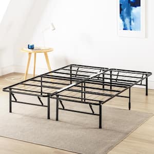 Smart Base Black California King Bed Frame with Tool-Free Assembly