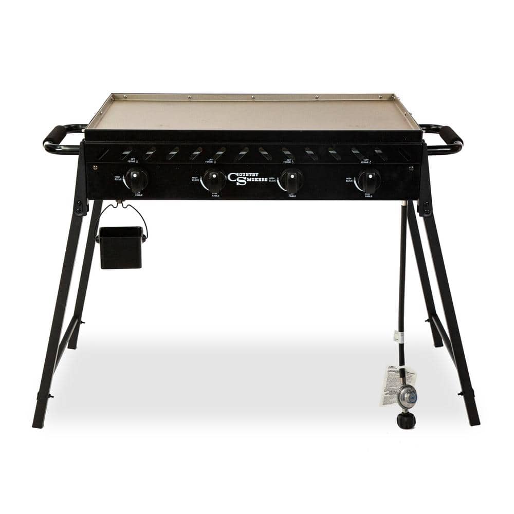 The Highland-Horizon 597 sq. in. 4-Burner Portable Gas Griddle Cooking Space in Black