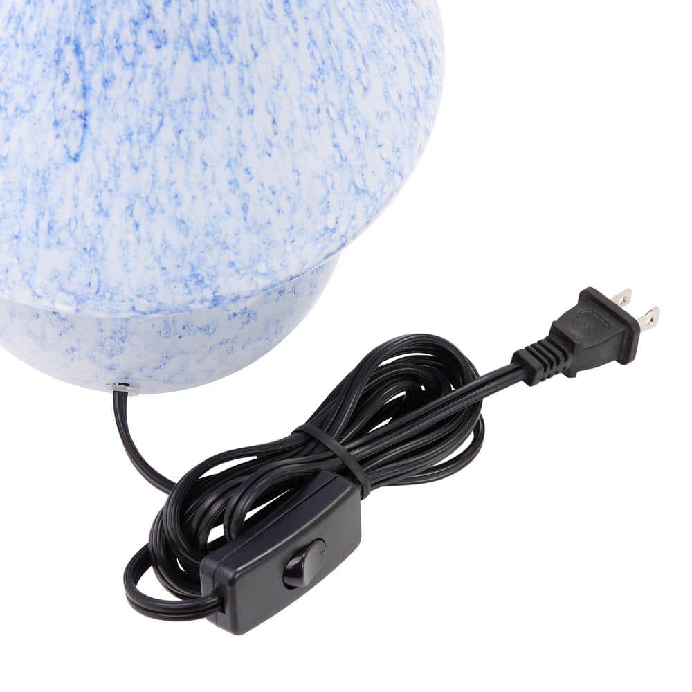 Serena 8.75 in. Blue and White Glass Mushroom Accent Lamp