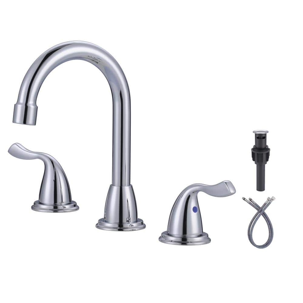 Polished Chrome 8 in. Widespread Double Handle Bathroom Faucet