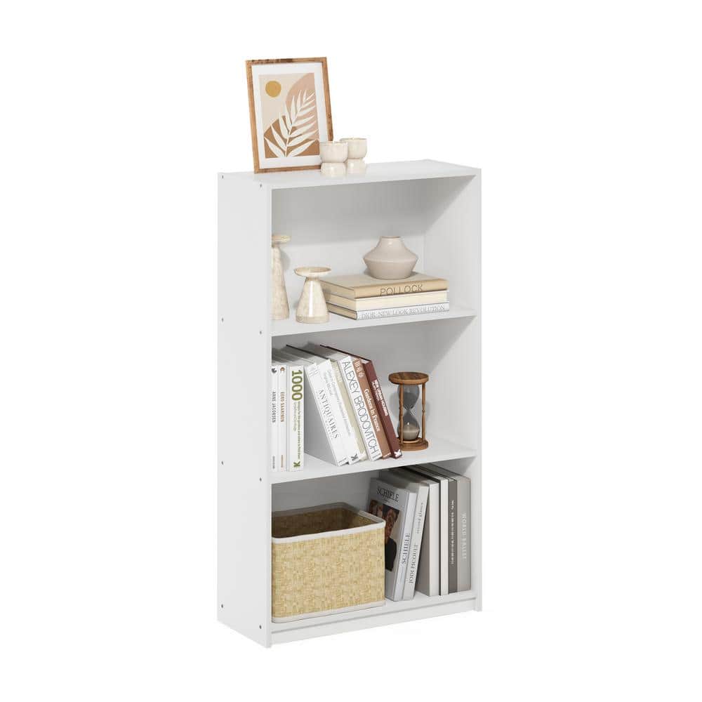 White 3-Tier Composite Wood Bookcase