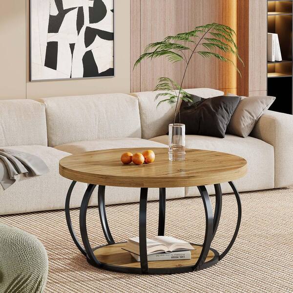 Segawe 31.5" Industrial Coffee Table – 2-Tier With Storage Shelf, MDF & Metal Frame