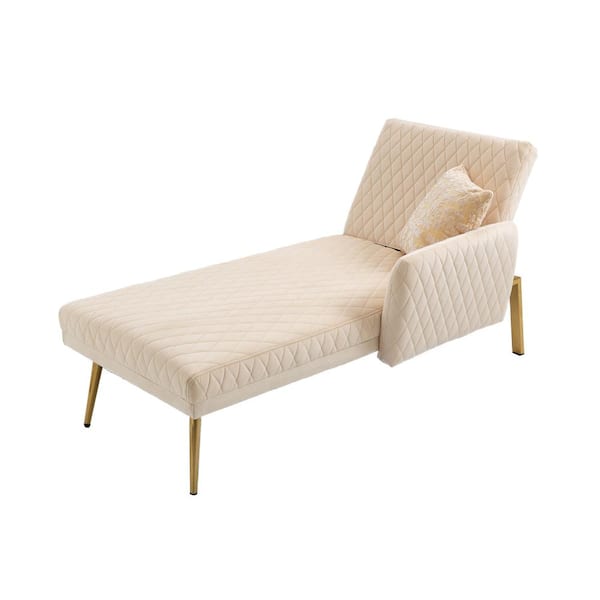 wetiny 29.53 in Wide Flared Arm Velvet Straight in Beige