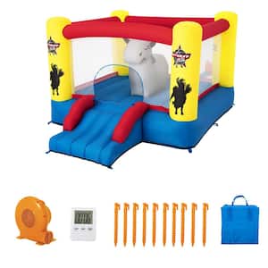 Brave the Bull Multicolor PVC Indoor or Outdoor Inflatable Bounce House with Air Blower