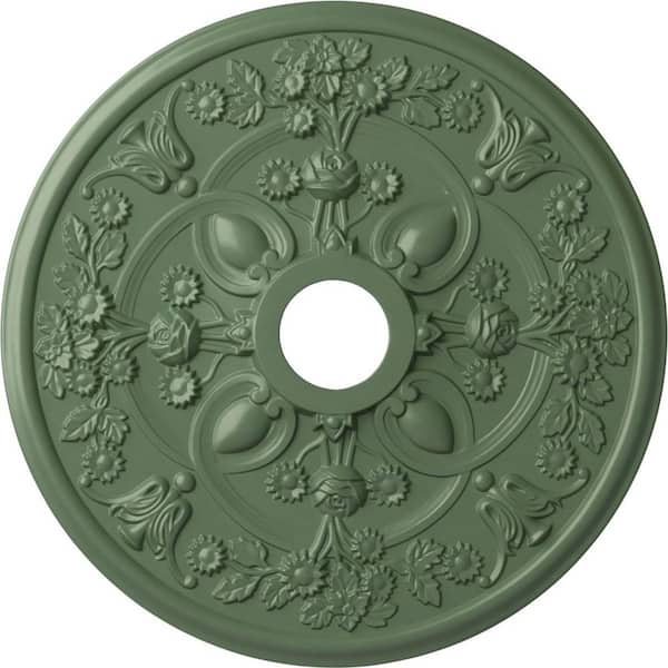 Ekena Millwork 1-3/8" x 30-7/8" x 30-7/8" Polyurethane Rose Ceiling, Hand-Painted Athenian Green