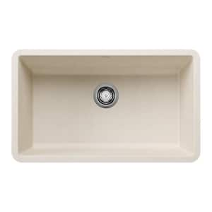 Precis Silgranit 30 in. Undermount Single Bowl Soft White Granite Composite Kitchen Sink