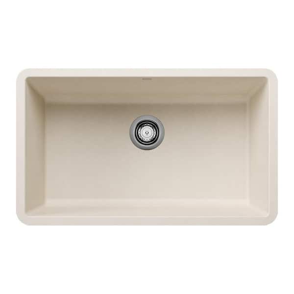 Blanco Precis Silgranit 30 in. Undermount Single Bowl Soft White Granite Composite Kitchen Sink