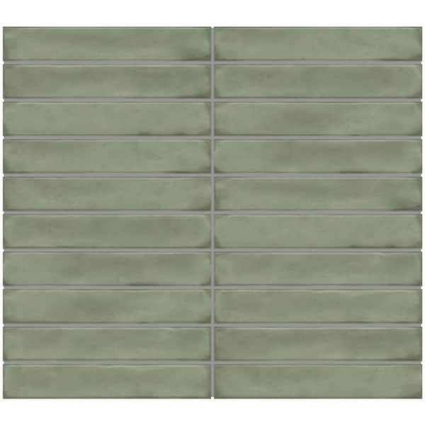Daltile Artcrafted Aloe 2-7/8 in. x 2-1/4 in. Glossy Ceramic Straight Joint Mosaic Tile Sample