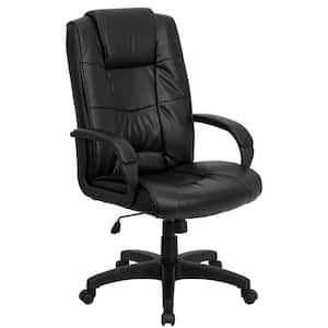 Jessica Faux Leather High Back Ergonomic Executive Chair in Black Faux Leather with Arms