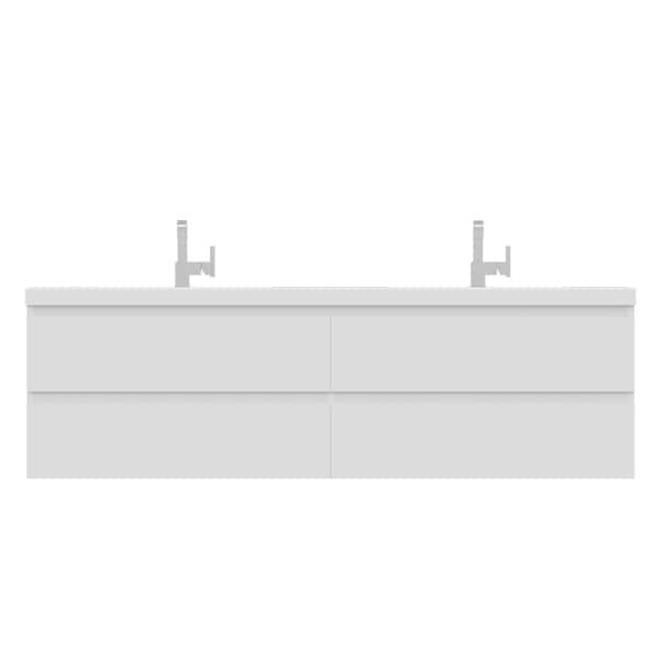 Alya Bath Paterno 72 in. W x 19 in. D Wall Mount Bath Vanity in White with Acrylic Vanity Top in White with White Basin