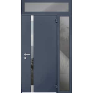 6777 44 in. x 96 in. Right-Hand/Outswing Tinted Glass Gray Graphite Steel Prehung Front Door with Hardware