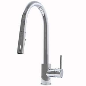 KEN Dual Action Single Handle Pull Down Sprayer Kitchen Faucet in Chrome