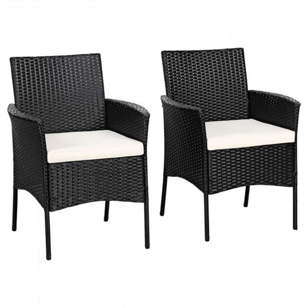 Alpulon Wicker Outdoor Patio Lounge Chairs with White Cushions (2-Pack ...