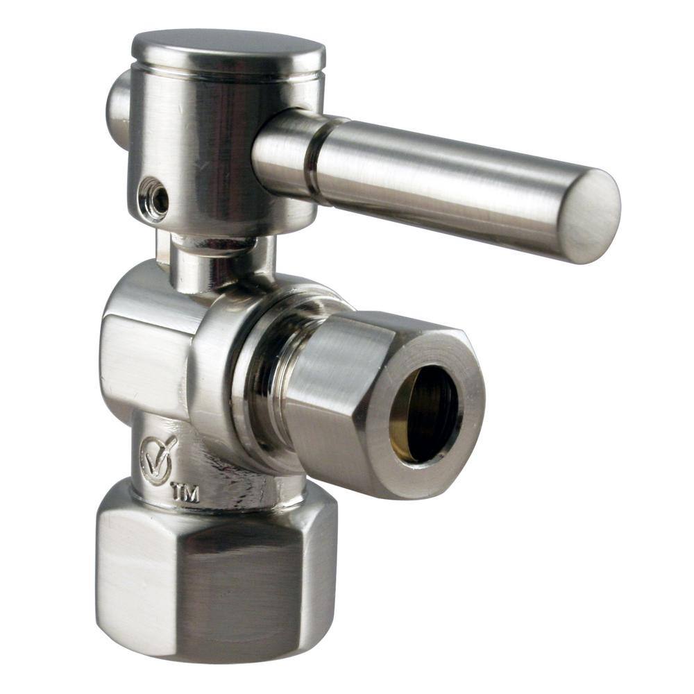 1/4-Turn Lever Handle Angle Stop Shut Off Valve, 1/2 in. IPS x 3/8 in. OD Compression Outlet, Satin Nickel price history on PriceWatchPro