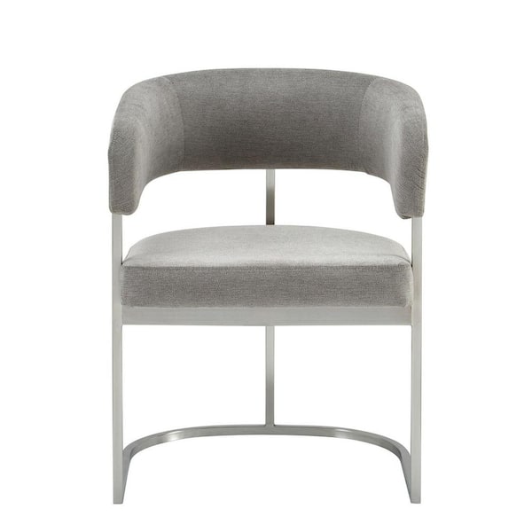 Sebastian Grey Fabric and Stainless Steel Dining Chair