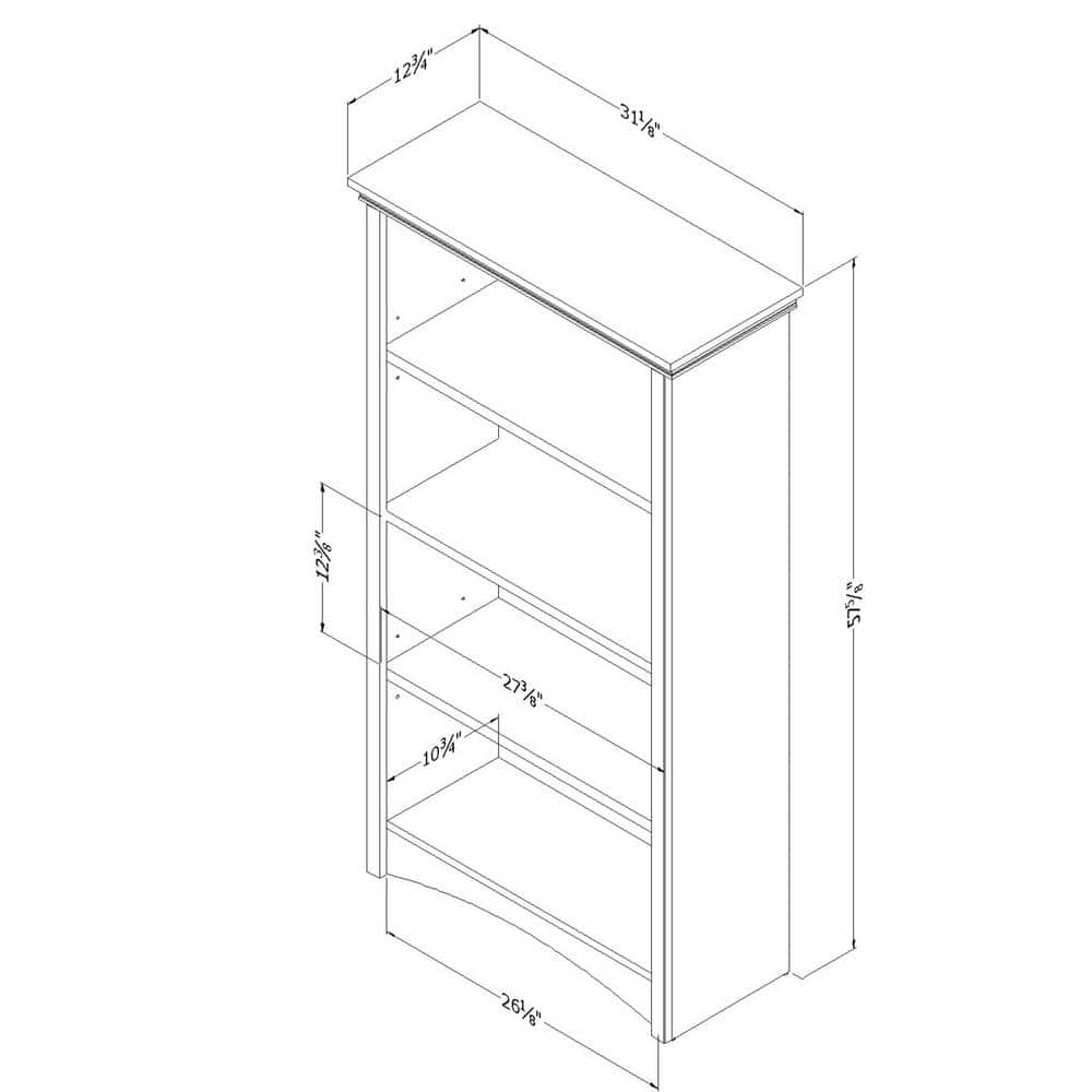 Adjustable Gray Maple Wood 4-Shelf Bookcase