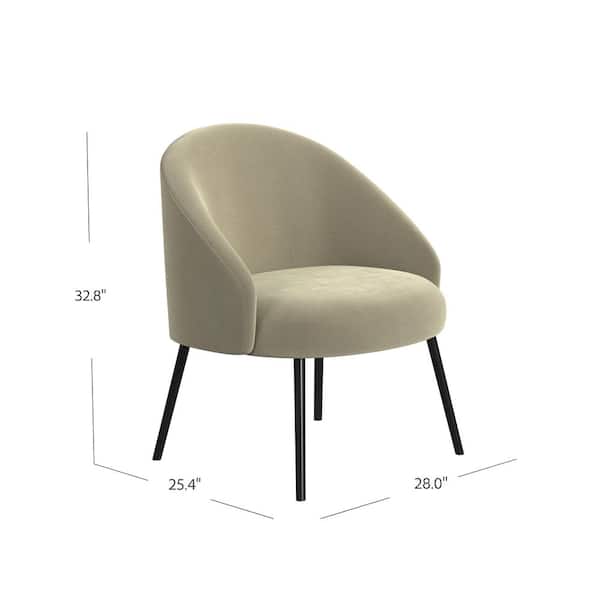 Homepop Modern Taupe Velvet Accent Chair with Black Ebony