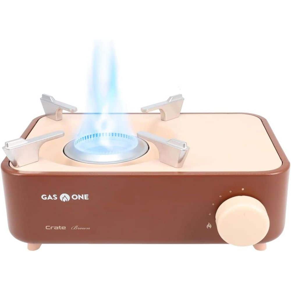 Brown and Beige Portable Single Burner Gas Stove