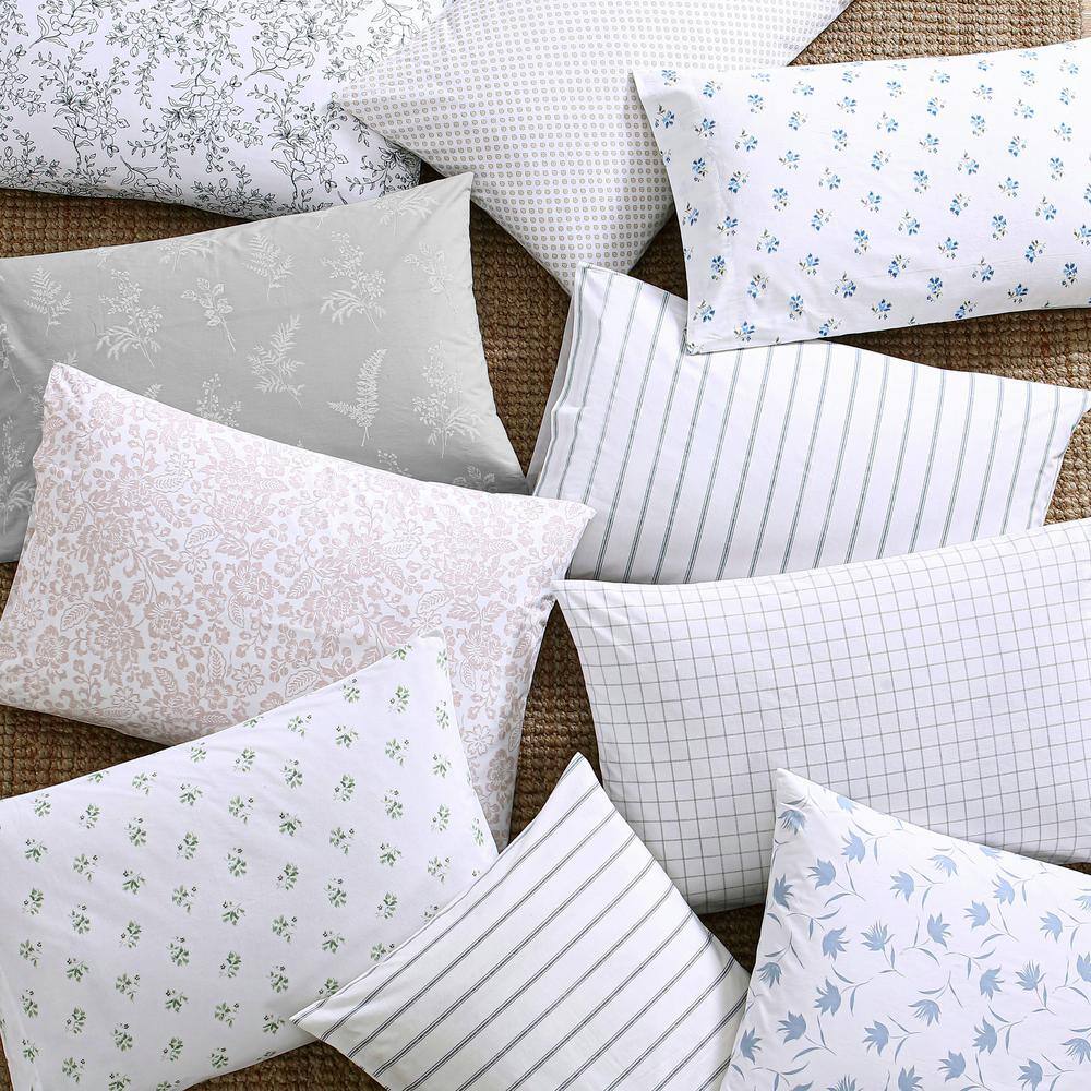Twin Blue Floral Cotton Percale Deep Pocket Sheet Set