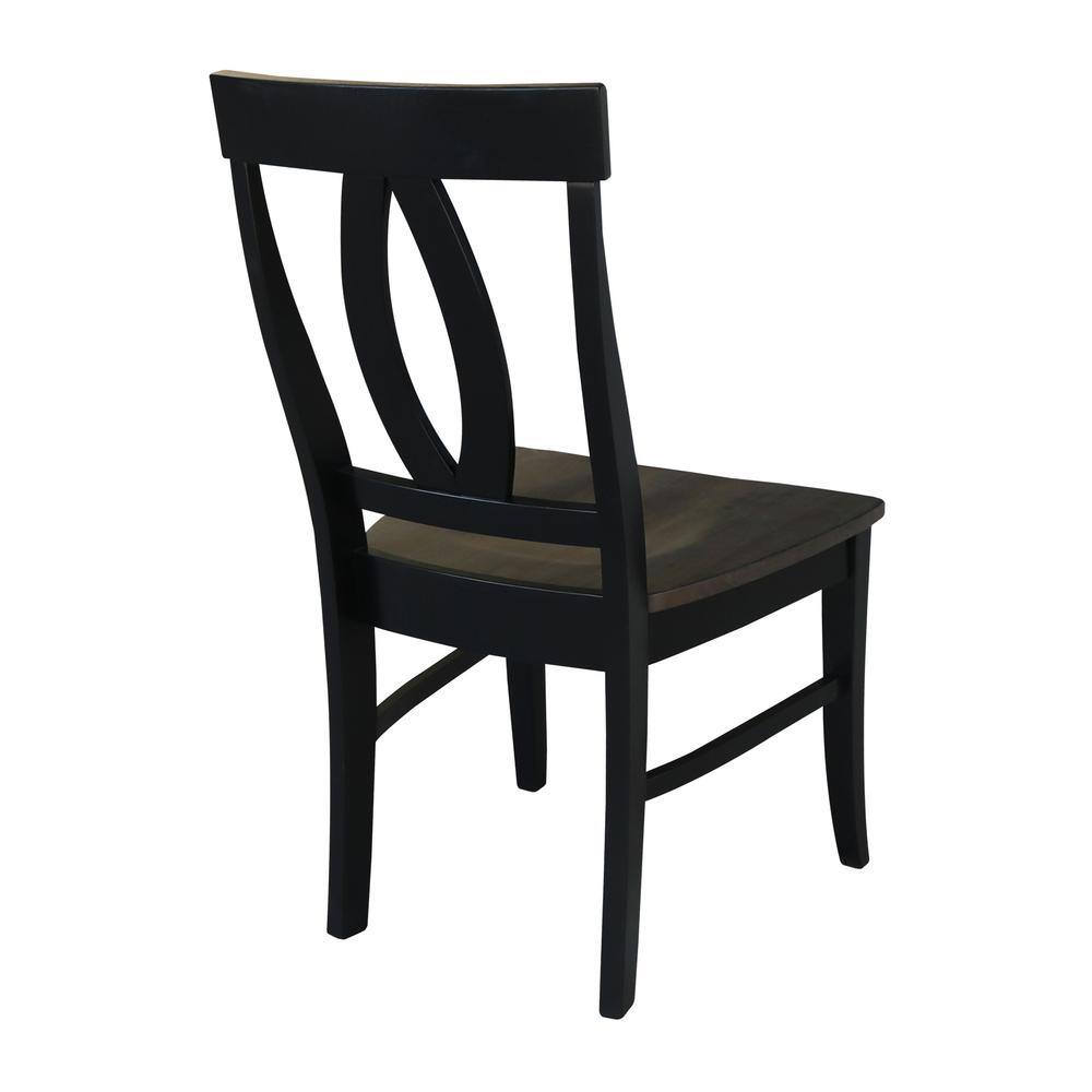 Elegant Cosmo High-Back Side Chair in Coal-Black Solid Wood