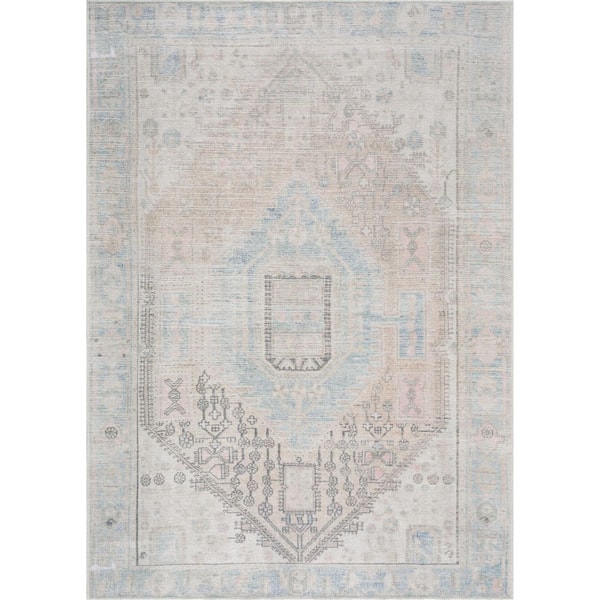 Baloy Coral/Denim/Olive 9 ft. x 12 ft. Area Rug