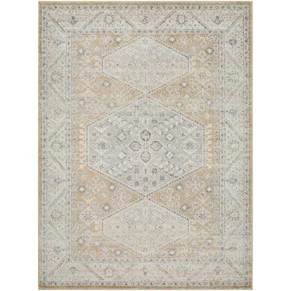 Livabliss Alpharetta Amber/Gray Medallion 9 ft. x 12 ft. Indoor Area Rug