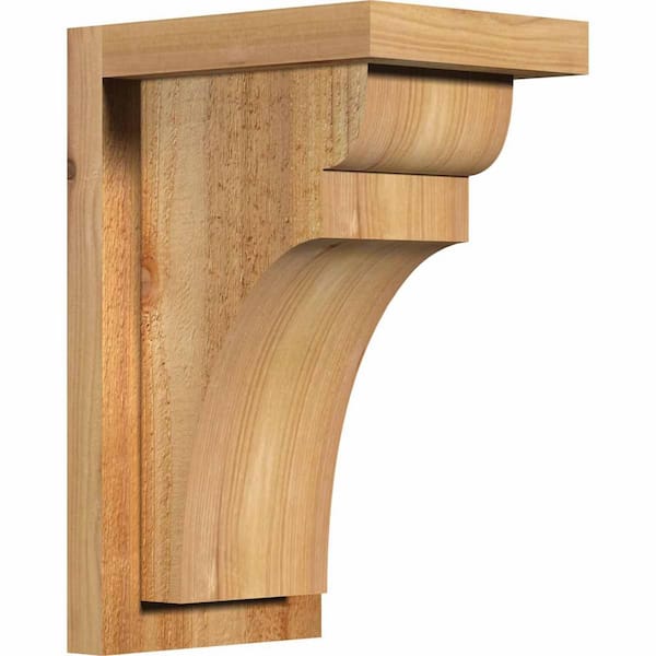 Ekena Millwork 6 in. x 8 in. x 12 in. Western Red Cedar Yorktown Rough Sawn Corbel with Backplate