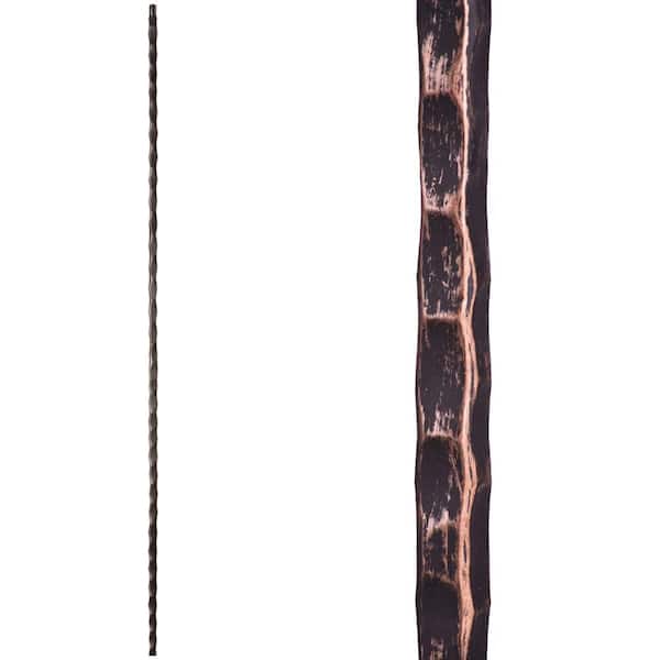 Tuscan Square Hammered 44 in. x 0.5625 in. Oil Rubbed Bronze Plain Square Hammered Solid Wrought Iron Baluster