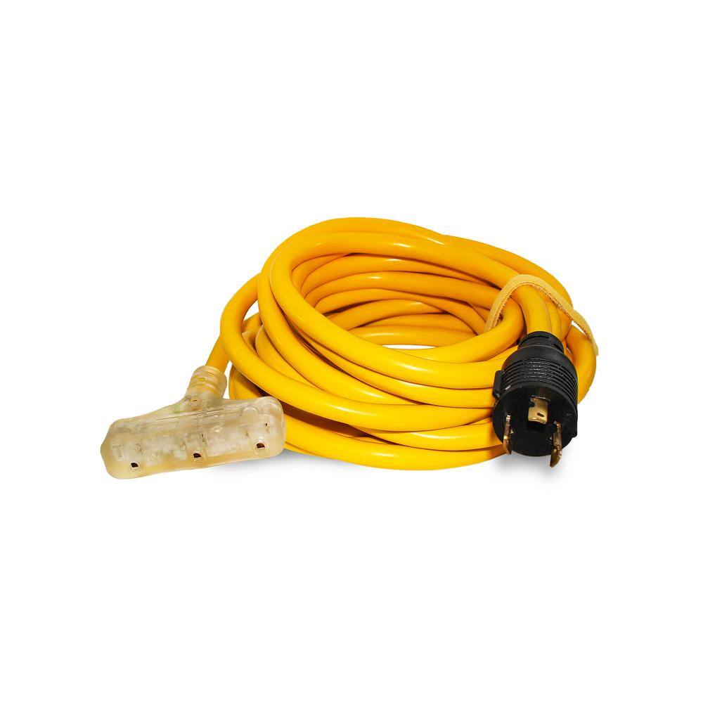LifeSupplyUSA 25 ft. 10/3 Lighted Generator Power Cord with L520P Plug