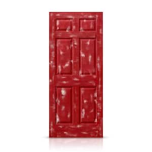 30 in. x 80 in. Vintage Red Stain Hollow Core Composite MDF 6 Panel Interior Door Slab