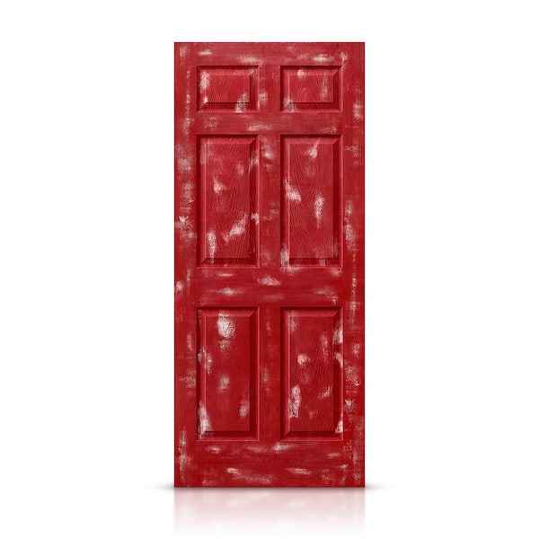 CALHOME 36 in. x 80 in. Vintage Red Stain Hollow Core Composite MDF 6 Panel Interior Door Slab