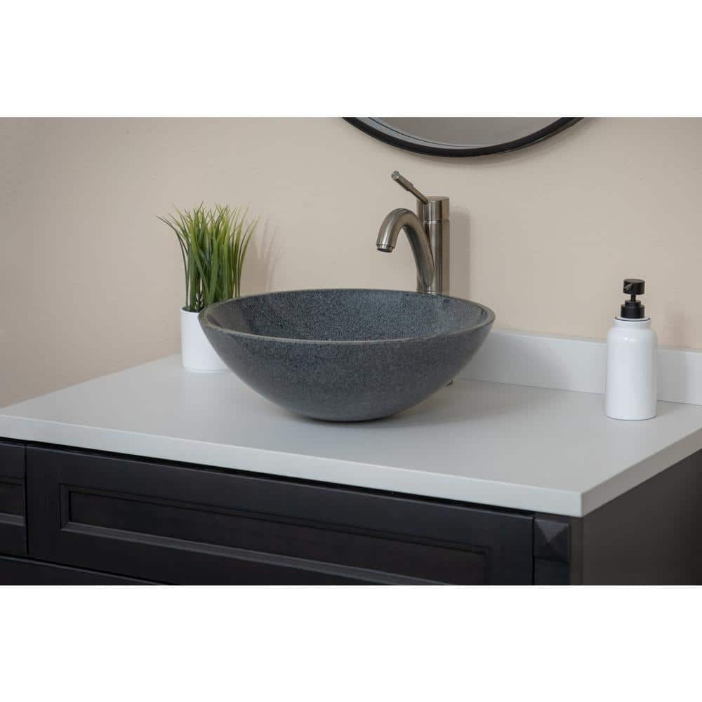 Sesame Gray Granite Circular Wall-Mount Bathroom Sink
