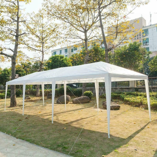 Huluwat 10 ft. x 30 ft. White Wedding Party Canopy Tent Outdoor Gazebo with 5 Removable Sidewalls