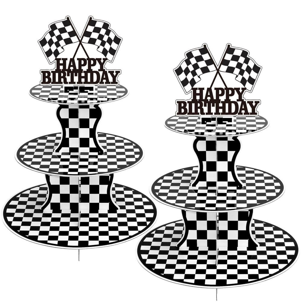 3-Tier Colorful Cardboard Cake Stand, Race Car Theme Cupcake Holder for Birthday Party Dessert Display, 2 Pack price history on PriceWatchPro